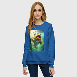 Свитшот хлопковый женский Большой карп, цвет: синий — фото 2