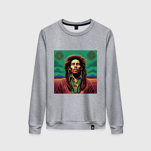 Женский свитшот Digital Art Bob Marley in the field / Меланж – фото 1