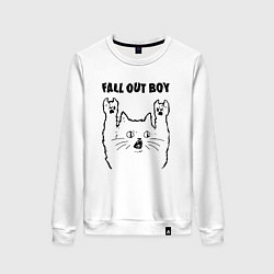 Свитшот хлопковый женский Fall Out Boy - rock cat, цвет: белый