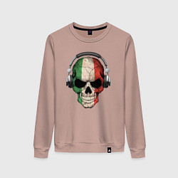 Свитшот хлопковый женский Italy skull music, цвет: пыльно-розовый