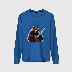 Свитшот хлопковый женский Медведь берсерк, цвет: синий