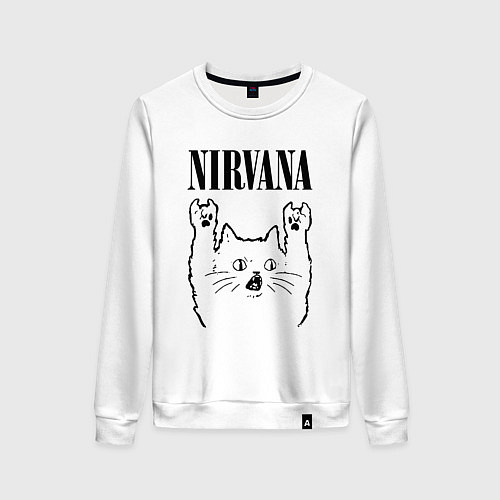 Женский свитшот Nirvana - rock cat / Белый – фото 1