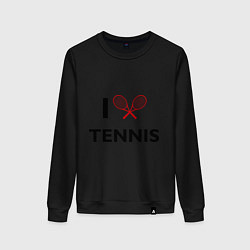 Свитшот хлопковый женский I Love Tennis, цвет: черный