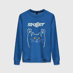 Свитшот хлопковый женский Skillet rock cat, цвет: синий