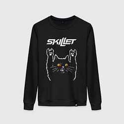 Свитшот хлопковый женский Skillet rock cat, цвет: черный