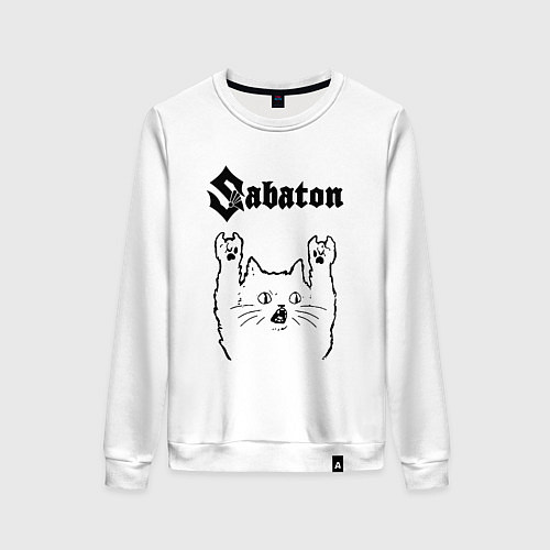 Женский свитшот Sabaton - rock cat / Белый – фото 1