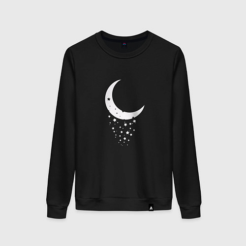 Женский свитшот Месяц рассыпающийся на звезды / Черный – фото 1