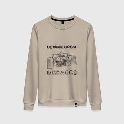 Свитшот хлопковый женский Be wide open black, цвет: миндальный