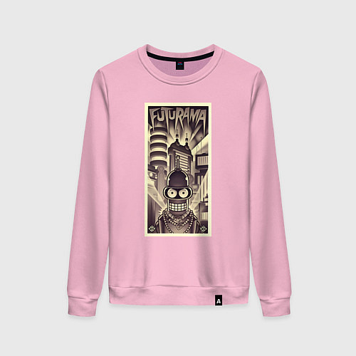 Женский свитшот Бендер в стиле ретрофутуризма / Светло-розовый – фото 1