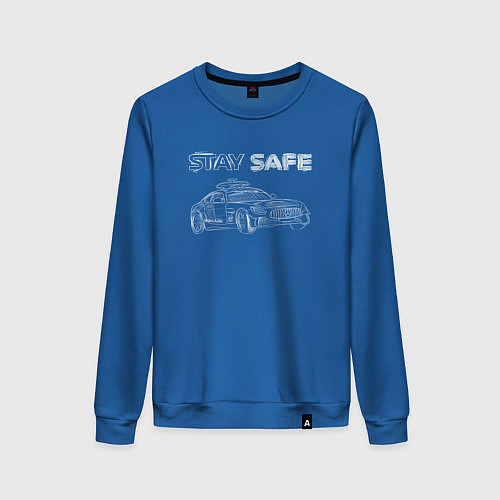 Женский свитшот Stay safe white / Синий – фото 1