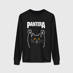 Свитшот хлопковый женский Pantera rock cat, цвет: черный