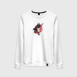 Свитшот хлопковый женский Ворона с черной катаной, цвет: белый