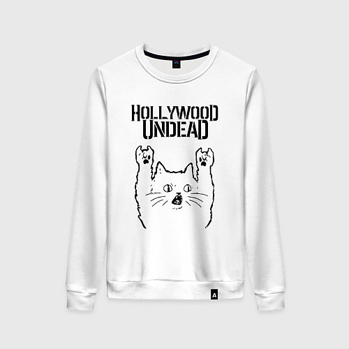 Женский свитшот Hollywood Undead - rock cat / Белый – фото 1
