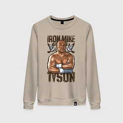 Свитшот хлопковый женский Iron Mike Tyson Железный Майк Тайсон, цвет: миндальный