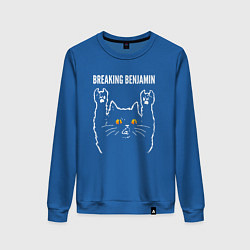 Свитшот хлопковый женский Breaking Benjamin rock cat, цвет: синий