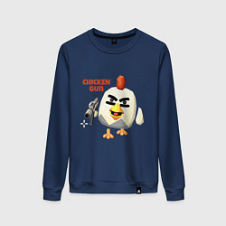 Свитшот хлопковый женский Chicken Gun злой, цвет: тёмно-синий