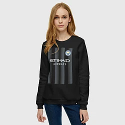 Свитшот хлопковый женский Эрлинг Холанд Манчестер Сити форма 2324, цвет: черный — фото 2