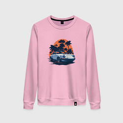 Женский свитшот Порше, пальмы и закат