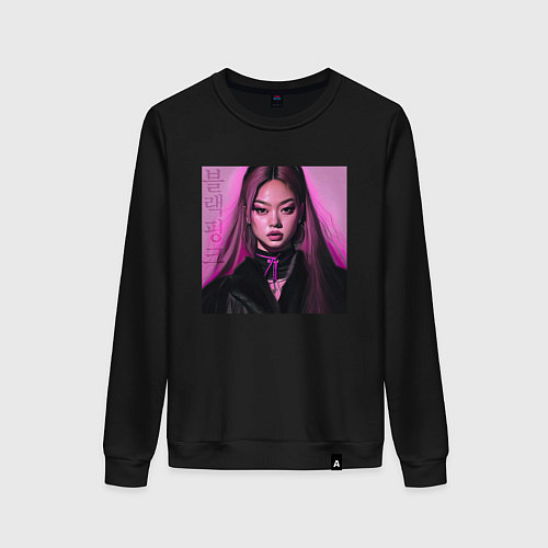 Женский свитшот Blackpink Jennie аниме рисунок / Черный – фото 1