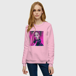 Свитшот хлопковый женский Blackpink Lisa аниме рисунок, цвет: светло-розовый — фото 2