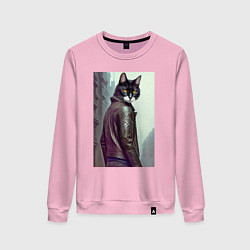 Женский свитшот Модный котяра - Лондон - нейросеть