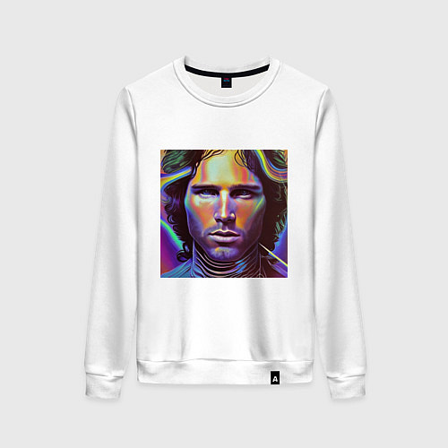 Женский свитшот Jim Morrison neon portrait art / Белый – фото 1