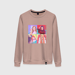 Свитшот хлопковый женский Colorful Black Pink, цвет: пыльно-розовый