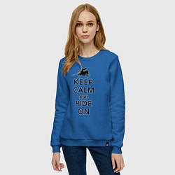 Свитшот хлопковый женский Keep calm and ride on, цвет: синий — фото 2