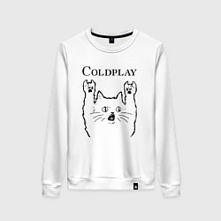 Свитшот хлопковый женский Coldplay - rock cat, цвет: белый