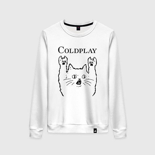 Женский свитшот Coldplay - rock cat / Белый – фото 1