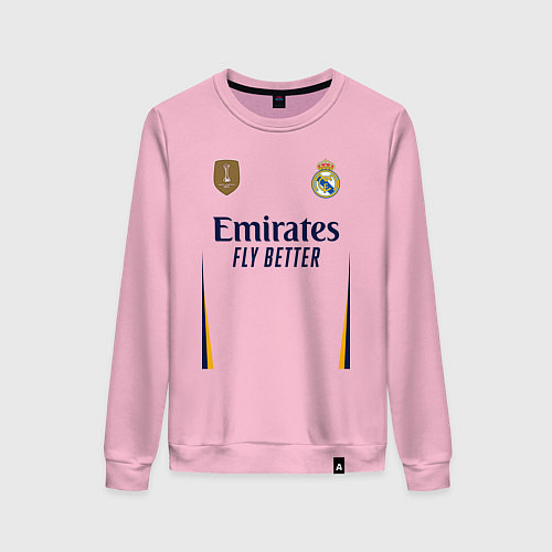 Женский свитшот Винисиус Жуниор ФК Реал Мадрид форма 2324 домашняя / Светло-розовый – фото 1