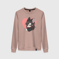 Свитшот хлопковый женский Wei Wuxian heart, цвет: пыльно-розовый