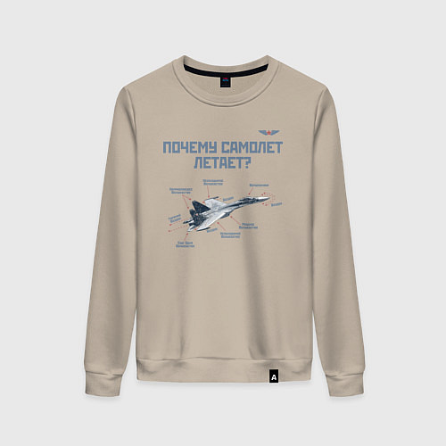Женский свитшот Почему самолет летает? / Миндальный – фото 1