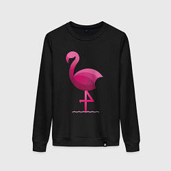 Свитшот хлопковый женский Фламинго минималистичный, цвет: черный