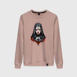 Свитшот хлопковый женский Evil Nun, цвет: пыльно-розовый