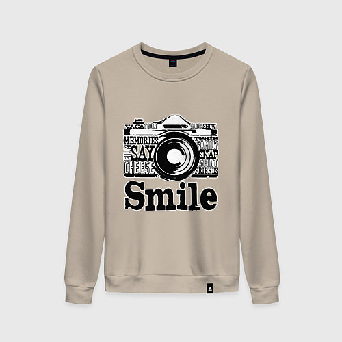 Женский свитшот Smile camera / Миндальный – фото 1