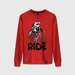 Свитшот хлопковый женский Raccoon ride, цвет: красный