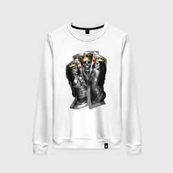 Женский свитшот Девушки, карты и скелет в короне