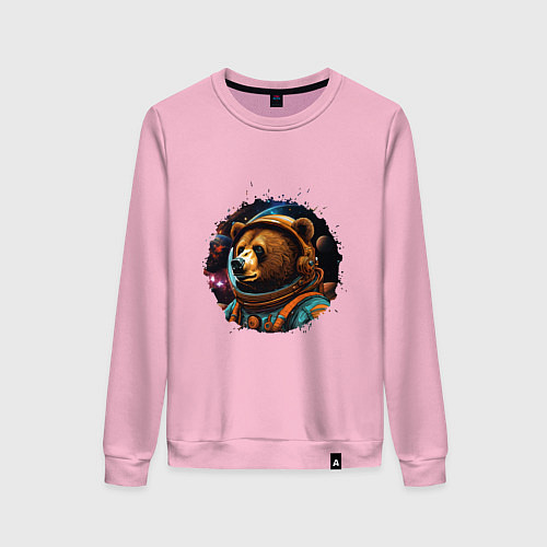 Женский свитшот Медведь космонавт / Светло-розовый – фото 1