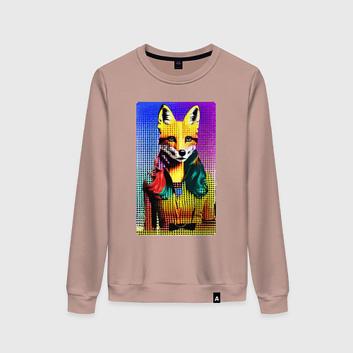 Женский свитшот Fox girl - fashionista - pop art / Пыльно-розовый – фото 1