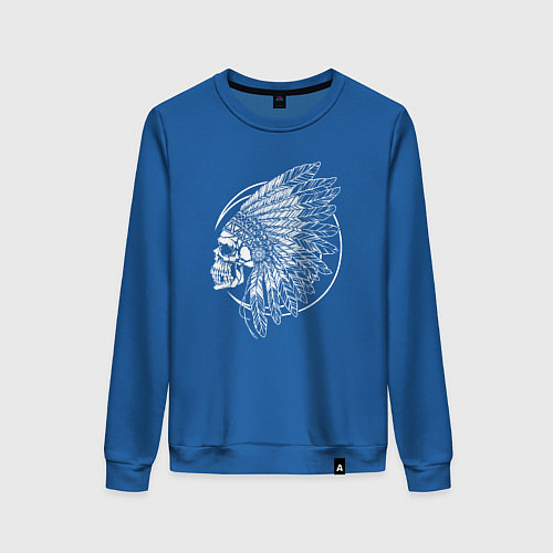 Женский свитшот Индеец в перьях / Синий – фото 1