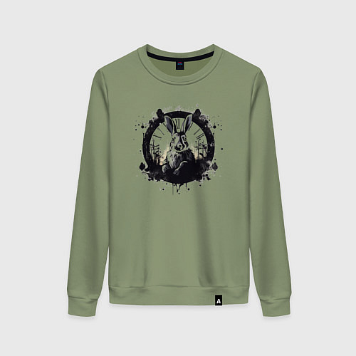 Женский свитшот Кролик и часы - Алиса в стране чудес / Авокадо – фото 1