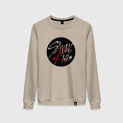 Свитшот хлопковый женский Stray Kids logo, цвет: миндальный