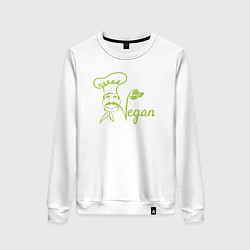 Свитшот хлопковый женский Vegan cook, цвет: белый