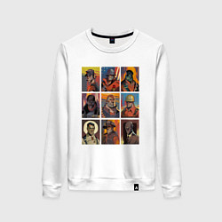 Свитшот хлопковый женский Team fortress 2 - портреты персонажей, цвет: белый