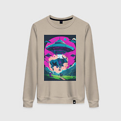 Женский свитшот Похищение коровы пришельцами