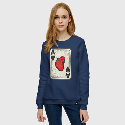 Женский свитшот Туз сердца / Тёмно-синий – фото 3
