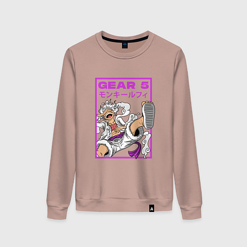 Женский свитшот One piece - gear 5 белый / Пыльно-розовый – фото 1