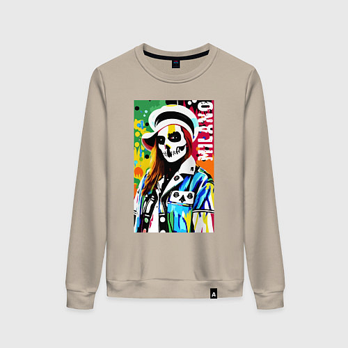 Женский свитшот Skeleton fashionista - Milano - pop art / Миндальный – фото 1