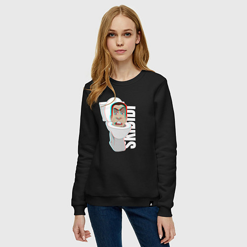 Женский свитшот Skibidi Toilet G-toilet / Черный – фото 3